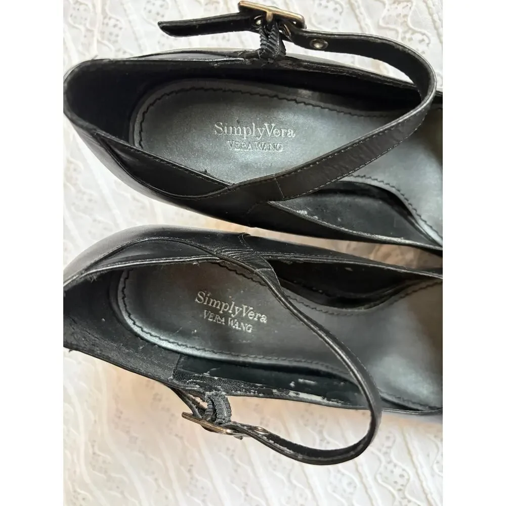Simply Vera Vera Wang Black Mary Jane Platform Heels Womens Size 9 Pumps
